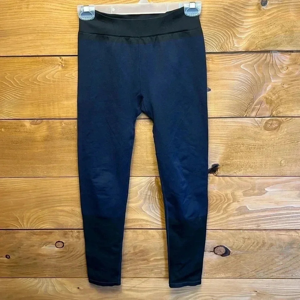 Womens Athleta Small colorblock black blue leggings yoga athlete lounge workout